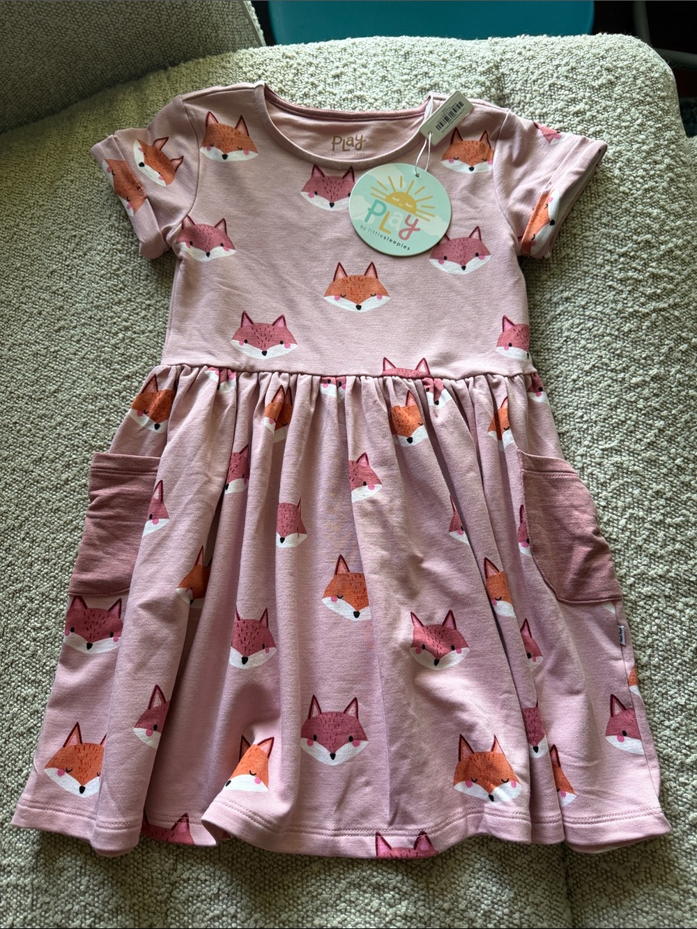 Little Sleepies Pink Fox Print Short Sleeve Dress